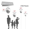 PartyWoo Balloons Metallic Silver Silver 18 12 10 5 Inch 100 pcs - 3 of 4
