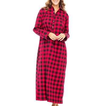 Women's Soft Cotton Flannel Nightgown with Buttons