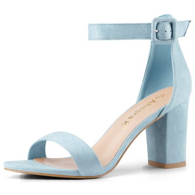 Allegra K Women's Back to College Open Toe Ankle Strap Chunky Heel Sandals