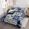 Deer Hunting Comforter Set Twin Size – 3Pcs Rustic Patchwork Bedding with Geometric Plaids & Arrows, Wild Animal Quilt Set for Boys Men All Season - 2 of 4