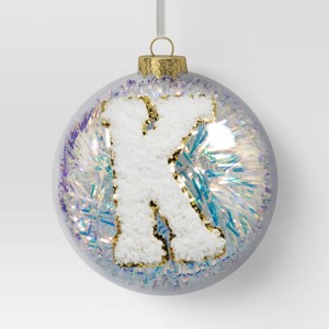 Christmas Monogram Plastic Tinsel Ball K - Wondershop™ - 1 of 3
