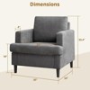 coucheta Mid-Century Accent Chair, Linen Fabric Armchair Upholstered Reading Chairs with Cushion & Leg, No Assembly Required - 2 of 4