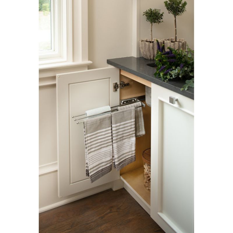 Rev-A-Shelf Under Cabinet Kitchen Steel 3 Prong Extension Pull Out Organization Dish Hand Towel Bar Rack, 2 of 7