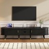 Up to 75" TV, Mid-Century Modern Fluted TV Stand with Tambour 360° Sliding Door, TV Console with Adjustable Side Partitions - 2 of 4