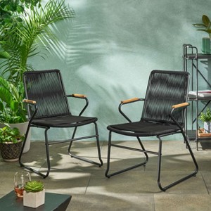 Gulches Moonstone Chair Set: Modern Outdoor Seating with Unique Rope Weave Design and Durable Powder-Coated Iron for Patio, Outdoor, Garden, Poolside - 1 of 4