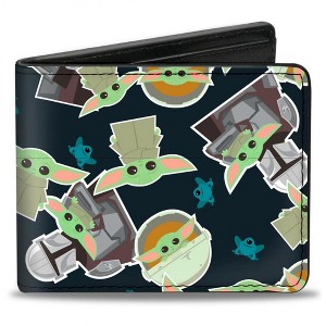 Adult The Mandalorian The Child Grogu and Frogs Vegan Leather Bi-Fold Wallet - 1 of 3