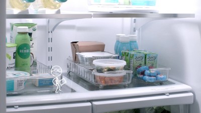 Clear BPA-Free Rolling Fridge Organizer Bin with Adjustable Dividers