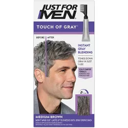 Just For Men Touch of Gray Gray Hair Coloring for Men's with Comb Applicator Great for a Salt and Pepper Look  - Medium Brown