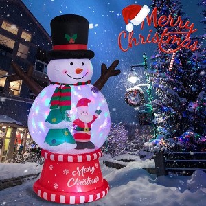 QingMoon Christmas Inflatables Snowman Globe, 8 FT Outdoor Indoor Blow Up Decorations with Christmas Tree and Santa Claus for Yard, Lawn, Garden - 1 of 4