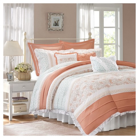 coral comforter set king