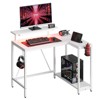 Pinmoco 42" Reversible L-Shaped Gaming Desk, LED Carbon Fiber Desk with Monitor Stand & Headset Hooks, Carbon Fiber White - 2 of 4