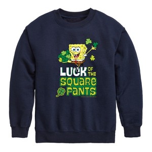 Boys' - SpongeBob Squarepants - Luck Of The Square Pants Graphic Long Sleeve Fleece Sweatshirt - 1 of 4