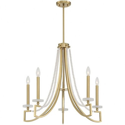 Helen Warm Brass 5-Light Chandelier with Frosted Beads