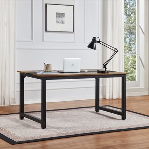 FONTOI 59.8" Computer Desks with Metal Frame, Computer Workstation, Stand up Desk for Home Office, Brown&Black, 31.5"*29.13"*59.84" - 1 of 4