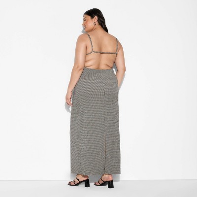 Женские платья Wild Fable Women's Sleeveless Knit Maxi Empire Waist Dress - Wild Fable™ Gray Check 1X — фото 3