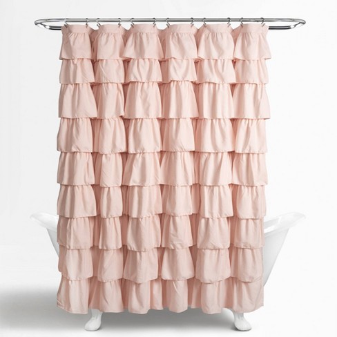  Volens Pink Ruffle Shower Curtain Farmhouse/Rustic