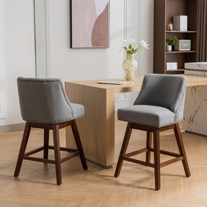 PAGED 26" Modern Counter and Bar Stools,360°Swivel Upholstered Wooden Counter Stools for Kitchen Island&Dining Room,Set of 2 - 1 of 4