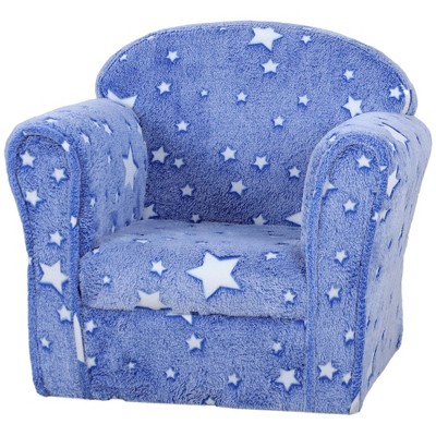 Infurnic Kids Sofas Polyester Kids Sofa Set with Glow in the Dark Star Designfor Bedroom, Livingroom, Kid Room, Blue, 19.7"*15.4"*17.3"