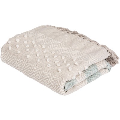 Billi Throw Blanket - Beige/ Teal - 50" x 60" - Safavieh