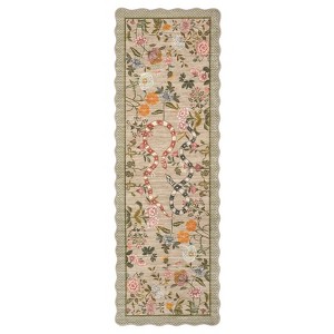Washable Scalloped Living Room Rugs, Floral Snake Print Farmhouse Bedroom Carpet, Non Slip Low Pile Dining Room Rugs - 1 of 4