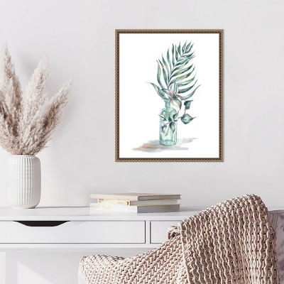 16"x20" Island Tropics Frond in Bottle I Canvas Print with Bronze Frame