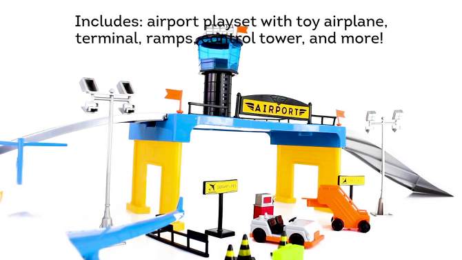 DRIVEN by Battat &#8211; Airport Playset with Toy Airplane (32pc) &#8211; Micro Series, 2 of 13, play video