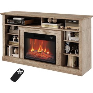 TackView 58" Electric Fireplace TV Stand,Stand for TVs up to 65", Remote Control, Entertainment Center for Living Room or Bedroom,brown - 1 of 4