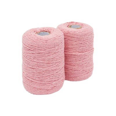 Bright Creations 2 Packs Pink Cotton Twine, String for Arts and Crafts, Macrame, Gifts (2mm, 218 Yards)