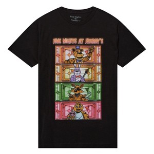 Seven Times Six Five Nights At Freddy's T-Shirt Men's Stained Glass Character Blocks Tee - 1 of 4
