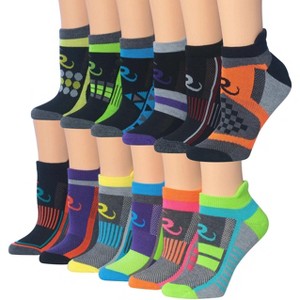 Tipi Toe Women's 12-Pairs Running & Athletic Hyper Glow Rush Patterned Performance Low Cut Socks - 1 of 1