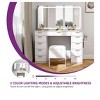 Vanity Desk Stool Makeup Table LED Light Mirror 11 Drawers w/ Power Outlet White - 3 of 4