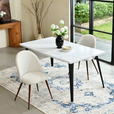 Homy Casa Upholstered High Back Dining Chairs with Walnut Legs, Set of 2