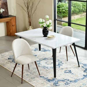 Homy Casa Upholstered High Back Dining Chairs with Walnut Legs, Set of 2 - 1 of 4