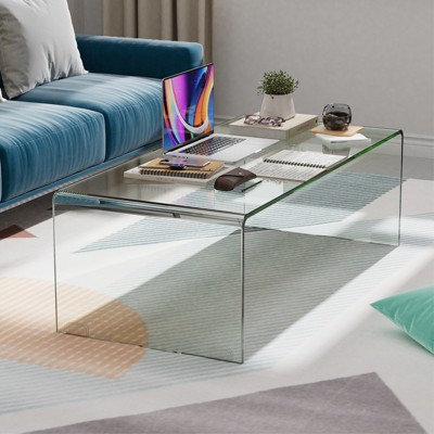 Clear Tempered Glass Modern Coffee Table, 45"