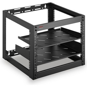 Wall Mount Server Rack for Organizing Equipment with Lockable Wheels, Fan, Shelves, 440 lb. Capacity - 1 of 4