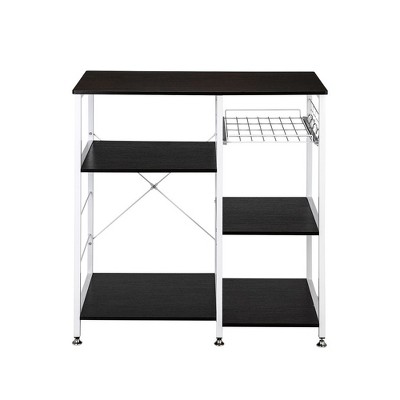 Chery Life 35.5" Kitchen Baker's Rack, 3-Tier Utility Storage Shelf, Black & White
