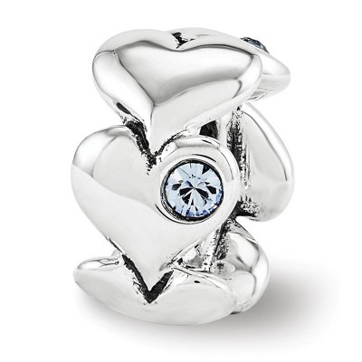 Black Bow Jewelry Sterling Silver & Crystals Endless Hearts Bead Charm