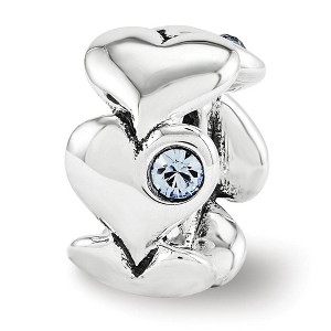 Black Bow Jewelry Sterling Silver & Crystals Endless Hearts Bead Charm - 1 of 3