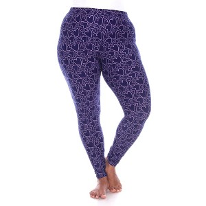 Women's Plus Size Super Soft Midi-Rise Printed Leggings - One Size Fits Most Plus - White Mark - 1 of 3