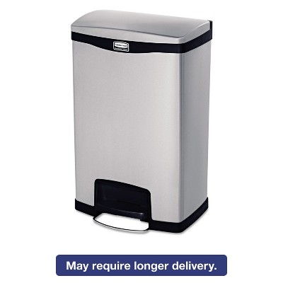 Rubbermaid Commercial Slim Jim Stainless Steel Step-On Container w/Dual Liner Front Step 13 gal Blk