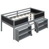 Okak Twin Solid Wood Bunk Bed with Decorative Guardrail Chalkboard Low Loft Bunk Bed with 2 Movable Shelves & Ladder for Kids Teens, Gray - 4 of 4