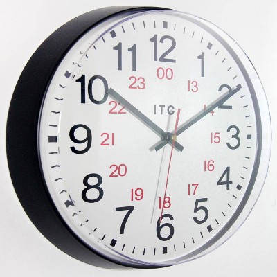 12-Inch Black and White Resin Round Wall Clock