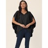 Seta T Women's Satin V Neck Batwing Short Sleeve Summer Loose High Low Hem Casual Blouse - 2 of 4