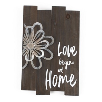 Lakeside Wall Sign with 3D Flower, Word Art, Rustic Farmhouse Look