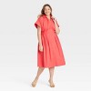 Women's Short Sleeve Pleated Midi Shirtdress - Ava & Viv™ - 3 of 3
