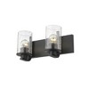 Beckett 2-Light Vanity Light - Dimmable Steel Fixture with Clear Seedy Glass Shades - 2 of 4
