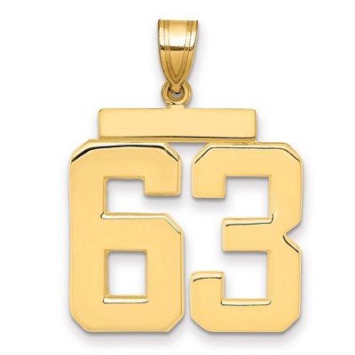 Black Bow Jewelry 14k Yellow Gold, Athletic Collection, Large Polished Number 63 Pendant