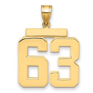 Black Bow Jewelry 14k Yellow Gold, Athletic Collection, Large Polished Number 63 Pendant - 1 of 3