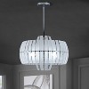 Modern Acrylic Drum Pendant Light, White Slatted Globe Chandelier for Dining Room, Bedroom, Entryway - 3 of 4