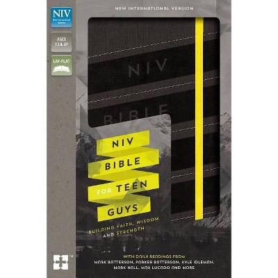 NIV, Bible for Teen Guys, Leathersoft, Charcoal, Elastic Closure - by  Zondervan (Leather Bound)